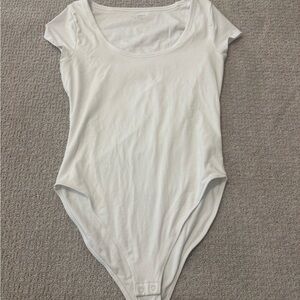 White Scoop Neck Bodysuit